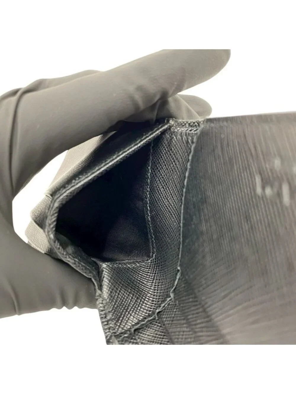 Prada Logo Saffiano Croco Embossed Leather Bifold Wallet Black - Picture 10 of 10